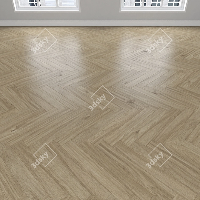 Oak Parquet: Herringbone, Linear & Chevron 3D model image 3