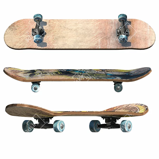 Radical Ride: Realistic Skateboard 3D model image 3