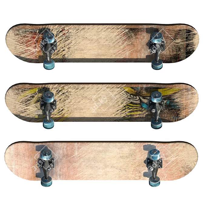 Radical Ride: Realistic Skateboard 3D model image 4