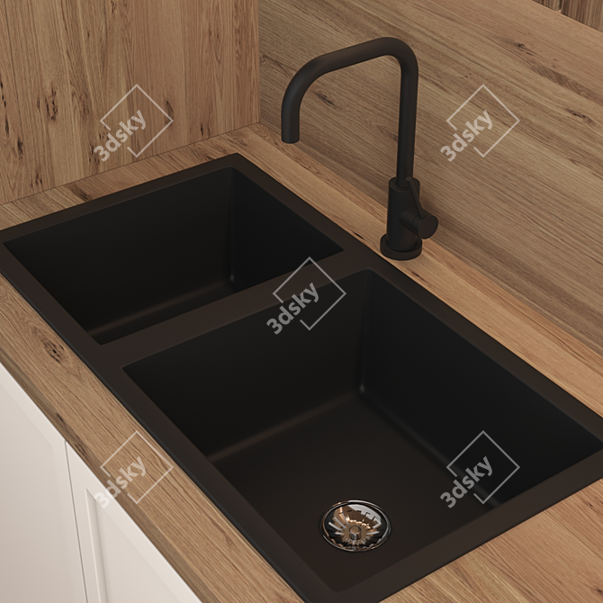 Modern Island Kitchen Set 3D model image 3