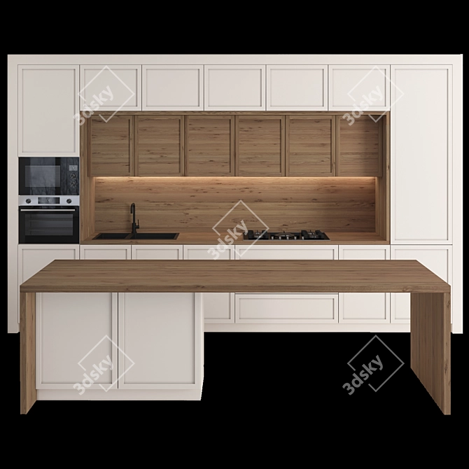 Modern Island Kitchen Set 3D model image 6