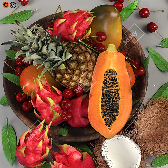 Tropical Fruit Cocktail Print 3D model image 4