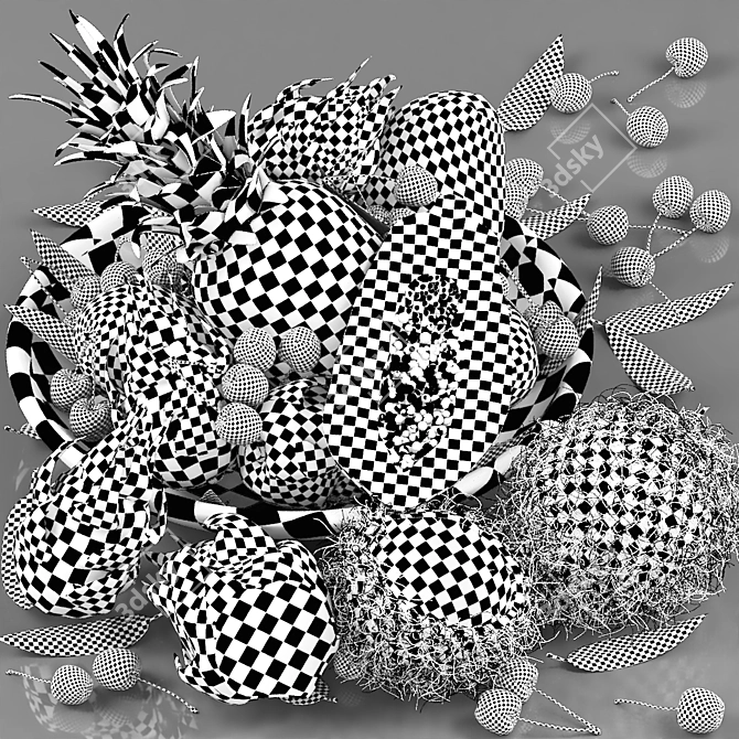 Tropical Fruit Cocktail Print 3D model image 6