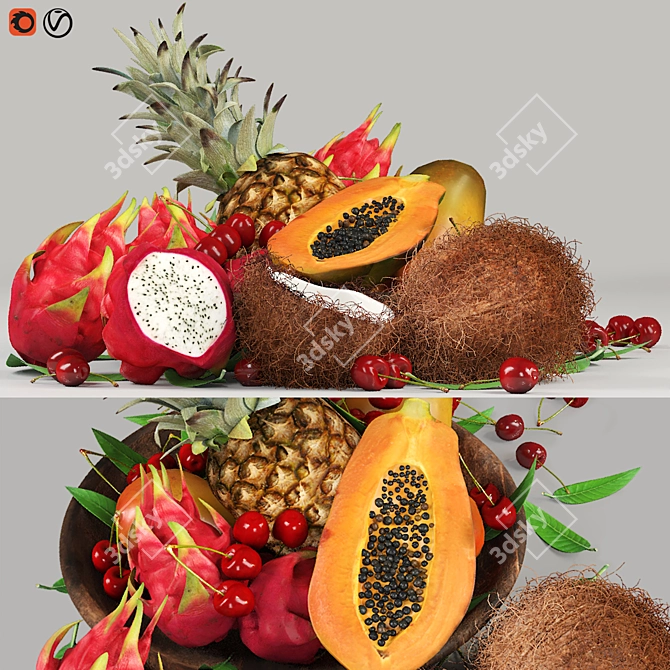 Tropical Fruit Cocktail Print 3D model image 9