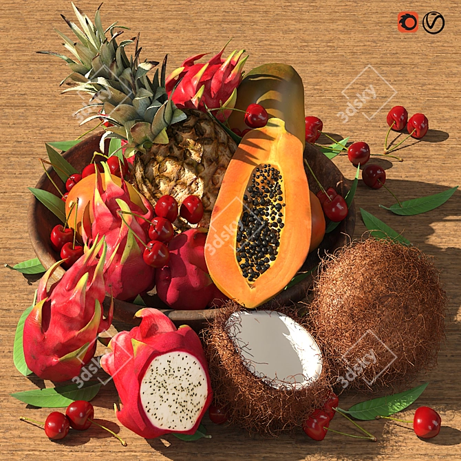 Tropical Fruit Cocktail Print 3D model image 12