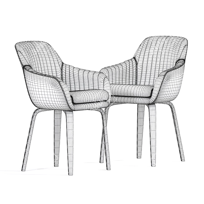 Modern Rochelle Lounge Chair 3D model image 4