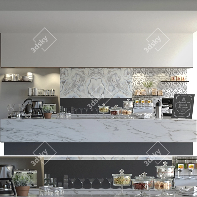 Minimalist Marble Cafe 3D model image 1