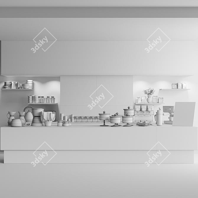 Minimalist Marble Cafe 3D model image 2
