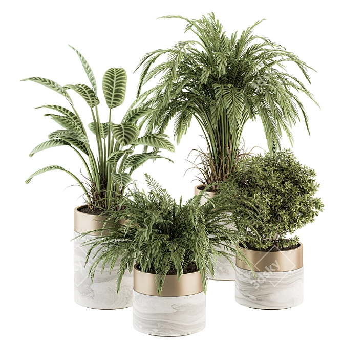 Green Oasis: Indoor Plant Set in Pot 3D model image 1