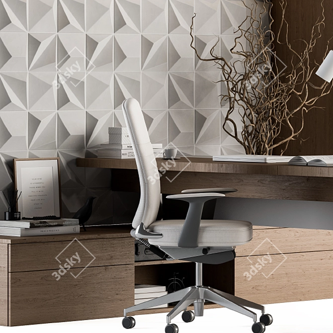 T-Type Manager Desk Set 3D model image 5