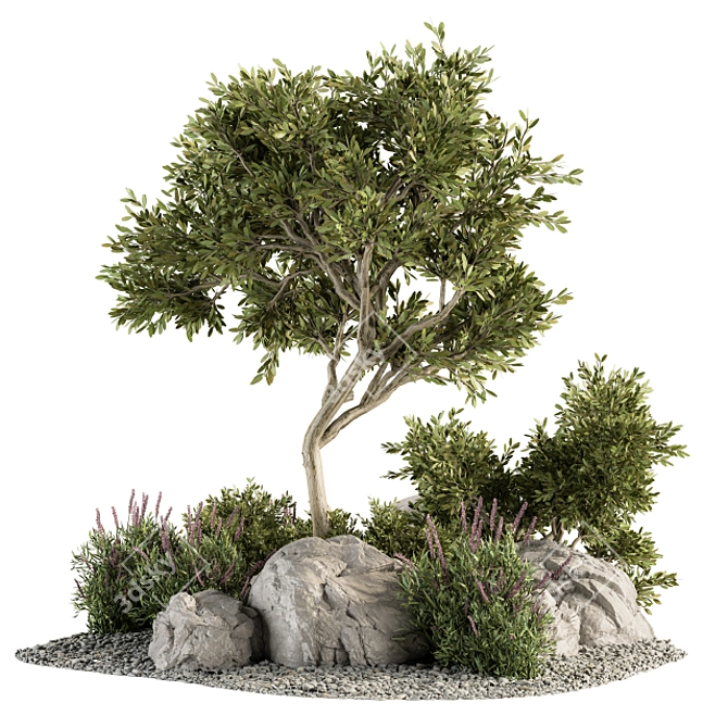18-Piece Garden Set with Trees & Bushes 3D model image 1