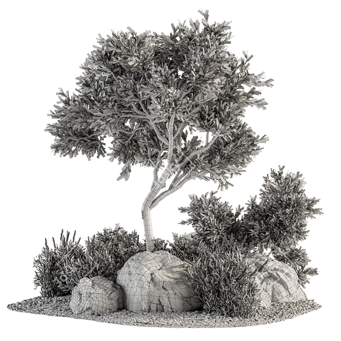 18-Piece Garden Set with Trees & Bushes 3D model image 4