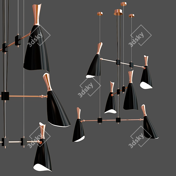M-Style Loft Chandelier - Stylish Lighting Solution 3D model image 2