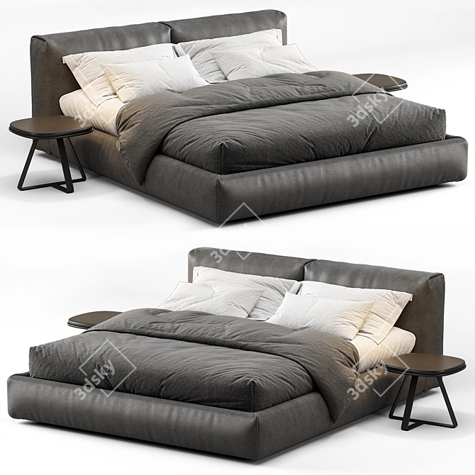 Luxurious Leather Bed Frame 3D model image 3