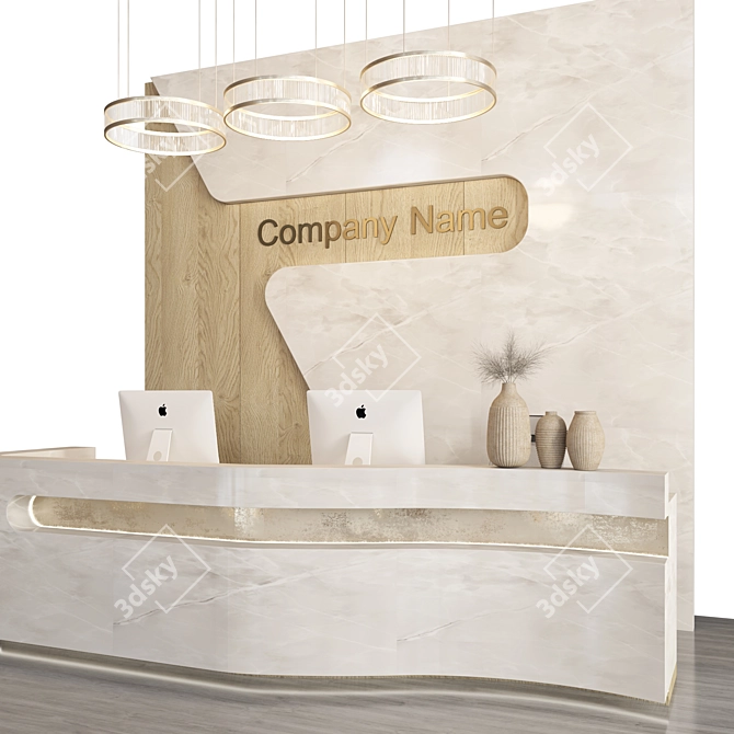 Sleek Reception Desk: Corona & Vray Compatible 3D model image 3