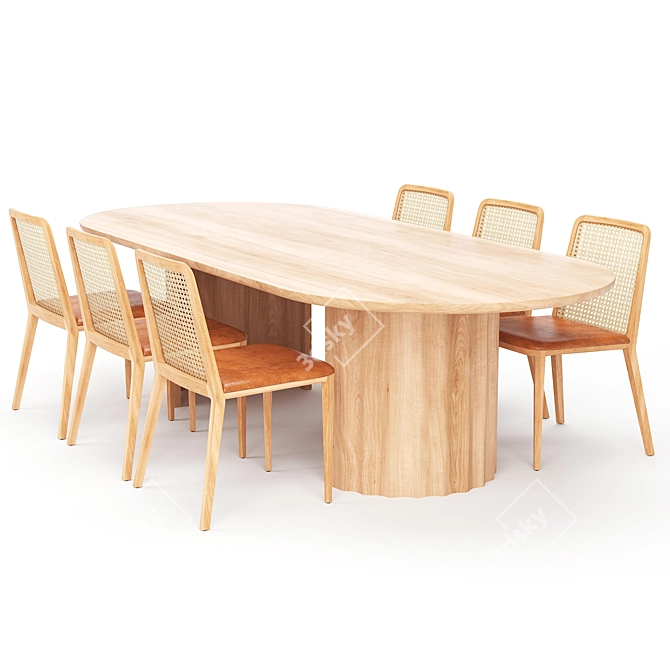 Tetra Oval Dining Set 3D model image 1