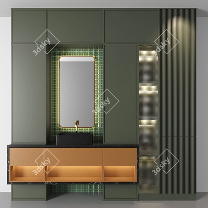 RPM 01 Bath Set: Sink, Mirror, Wardrobe 3D model image 1