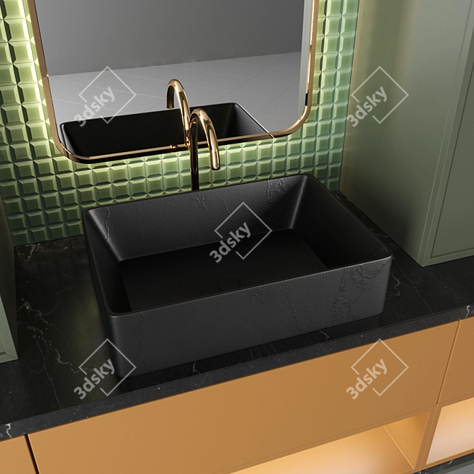 RPM 01 Bath Set: Sink, Mirror, Wardrobe 3D model image 3