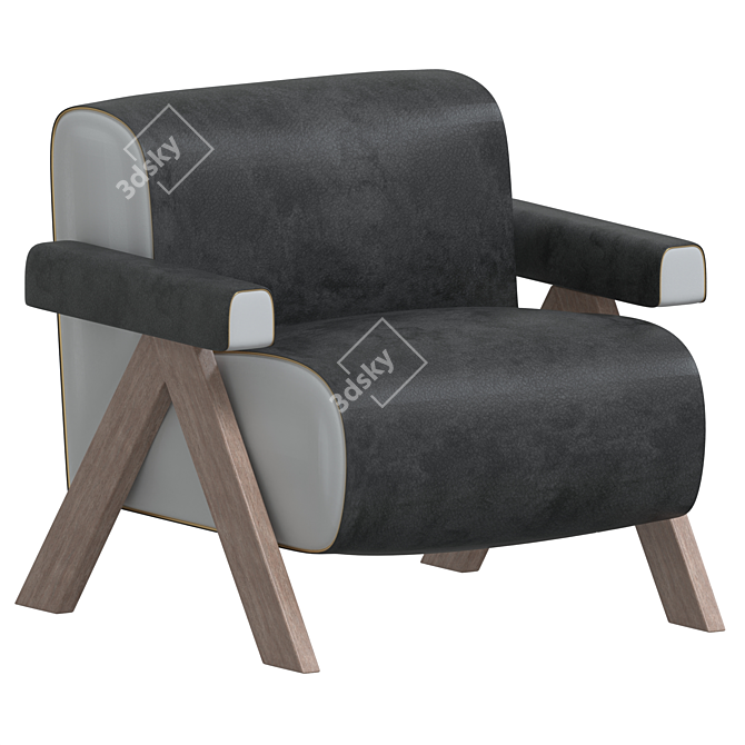 Lux Black Leather Armchair 3D model image 2