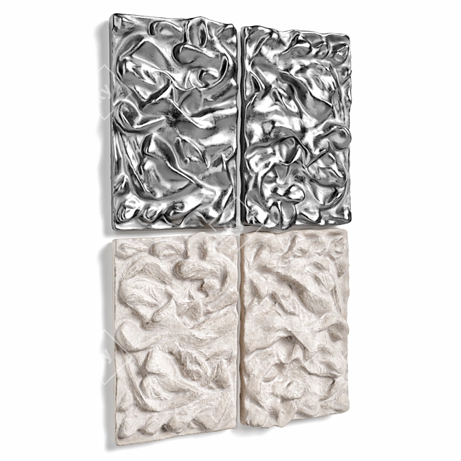 Elegant Relief Metal Panel 3D model image 2