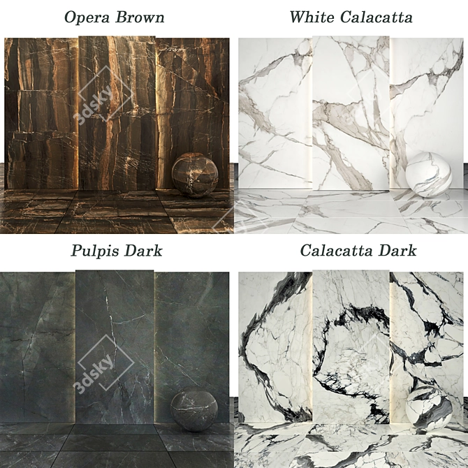 Marble 06 Collection: Calacatta, Pulpis, Opera 3D model image 2