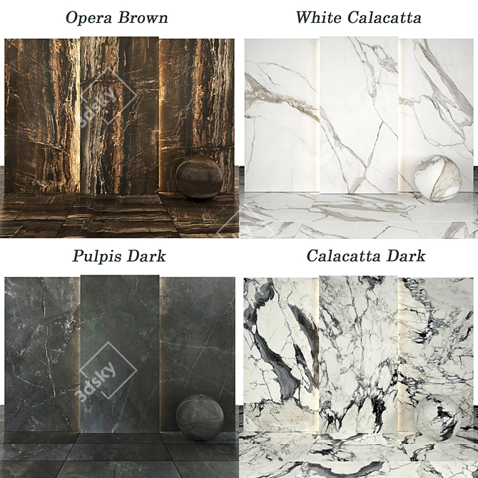 Marble 06 Collection: Calacatta, Pulpis, Opera 3D model image 3