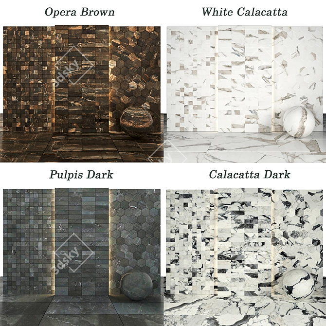 Marble 06 Collection: Calacatta, Pulpis, Opera 3D model image 4