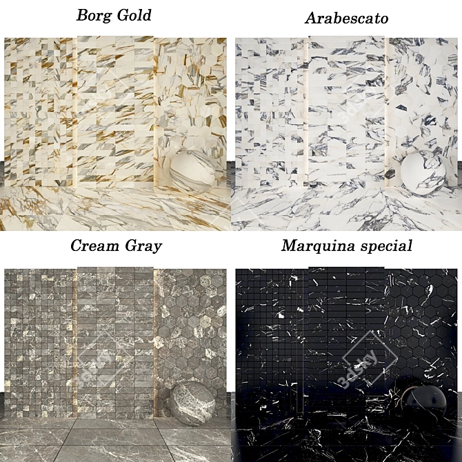 Marble Elegance Collection 3D model image 3