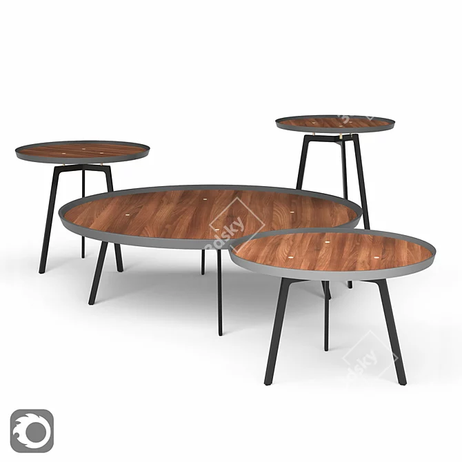 Sleek Soho Galaxy Table Set 3D model image 1