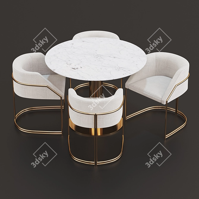 Modern Dining Set: Sleek Design, V-Ray Render 3D model image 2