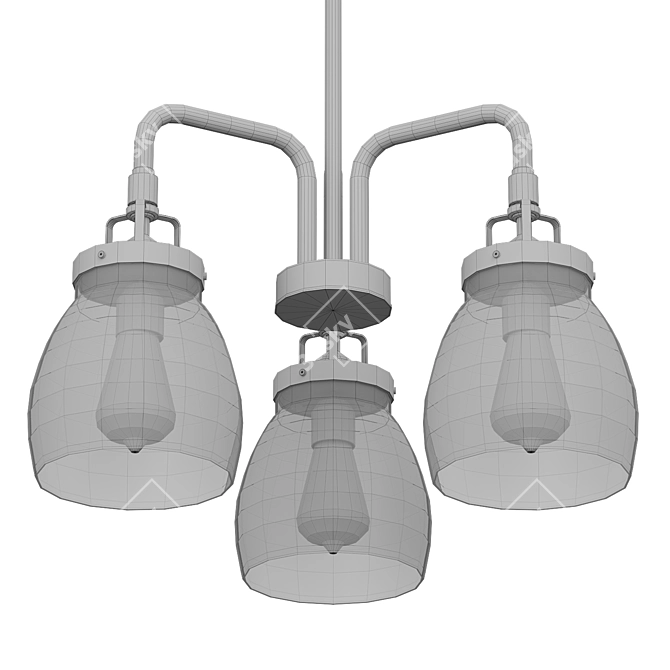 Elegant 3-Light Shaded Fixture 3D model image 2