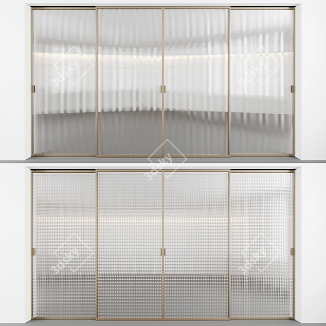 Embossed Glass Sliding Doors 3D model image 1