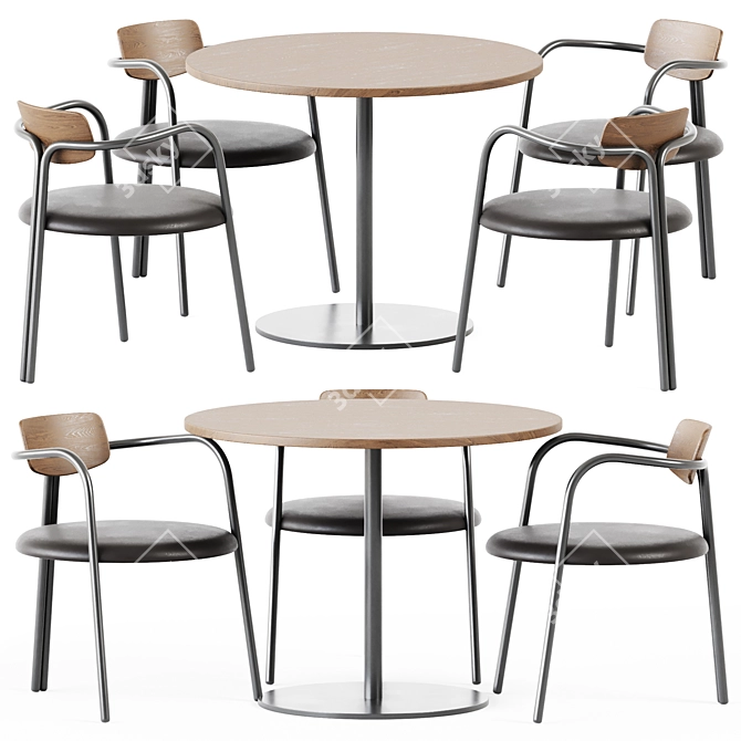 Elegant Dining Set: Thonet Table S1123 & De Castelli Via Veneto Chair 3D model image 1