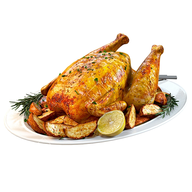 Delicious Roasted Chicken Set 3D model image 1