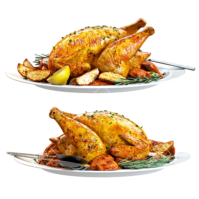 Delicious Roasted Chicken Set 3D model image 2