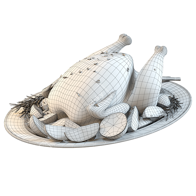 Delicious Roasted Chicken Set 3D model image 3