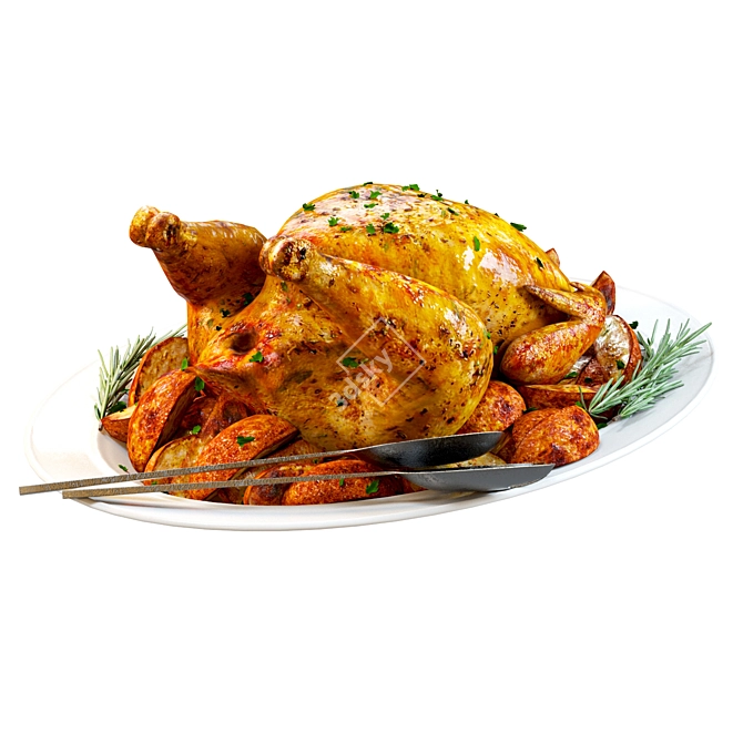 Delicious Roasted Chicken Set 3D model image 4