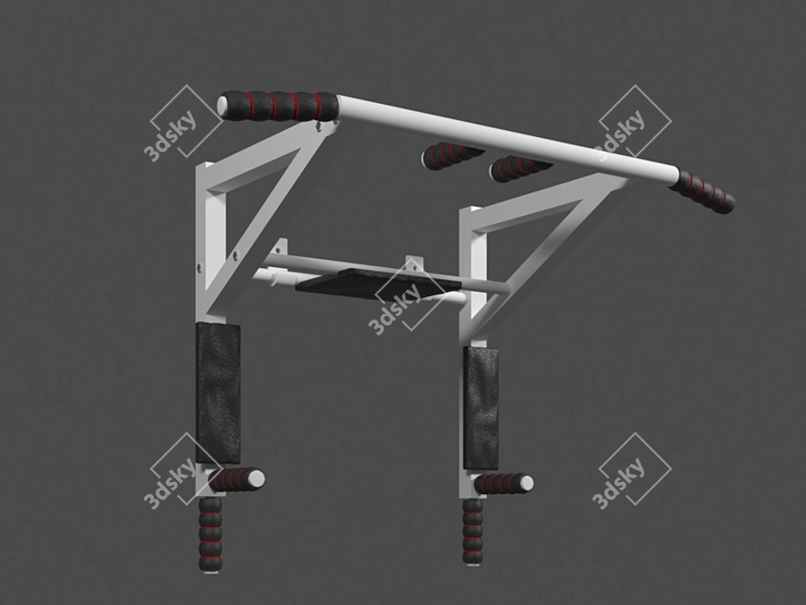 Wall-Mounted Horizontal Bar Parallel Bars 3D model image 2