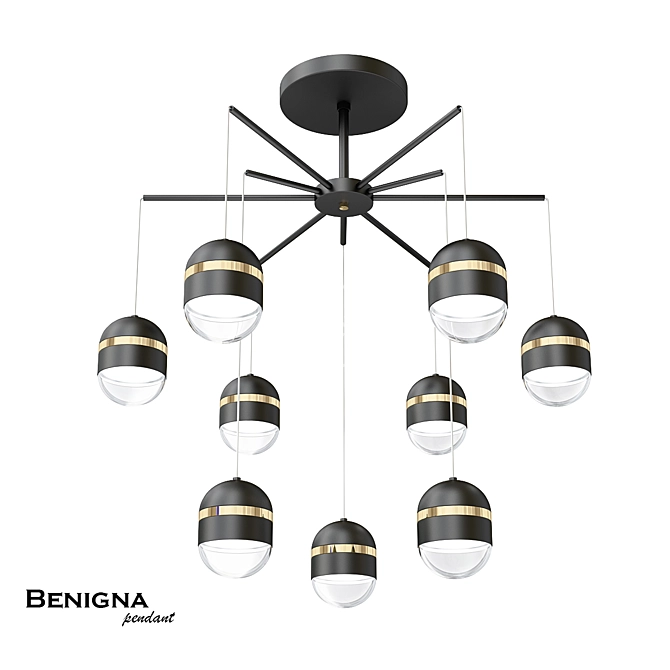 Elegant Black Chandelier: Benigna 3D model image 1