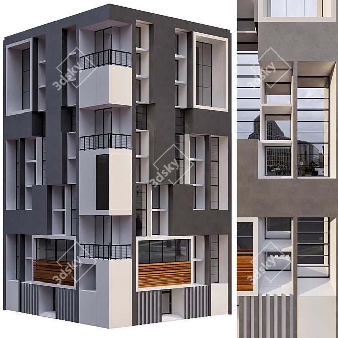 Title: Modern Residential Building Design 3D model image 1