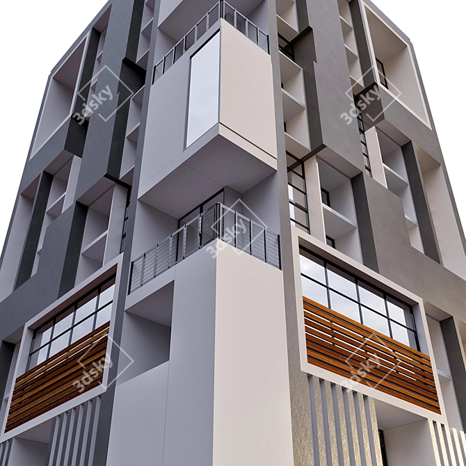 Title: Modern Residential Building Design 3D model image 3