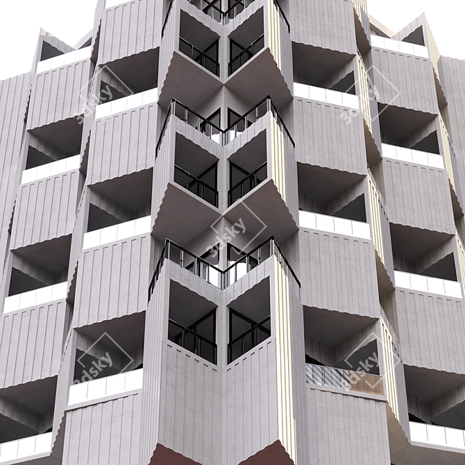 Parametric Design Residential Building with Detailed Facade 3D model image 2