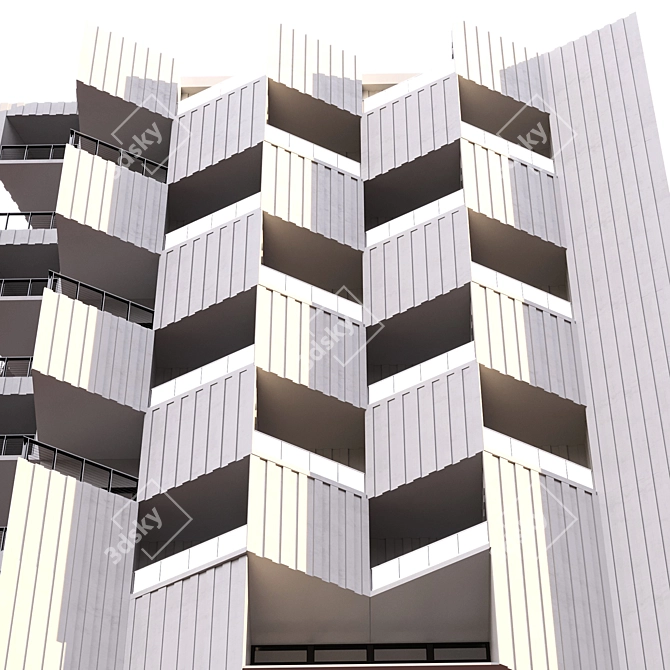 Parametric Design Residential Building with Detailed Facade 3D model image 4