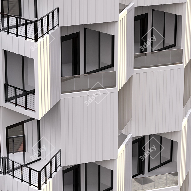 Parametric Design Residential Building with Detailed Facade 3D model image 5