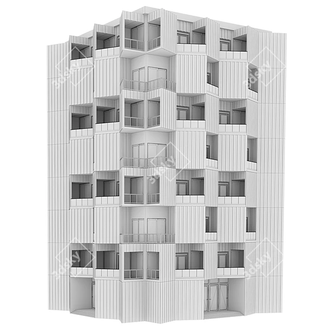 Parametric Design Residential Building with Detailed Facade 3D model image 7