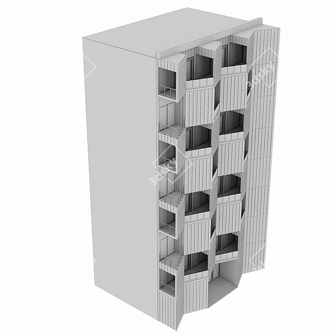 Parametric Design Residential Building with Detailed Façade 3D model image 4