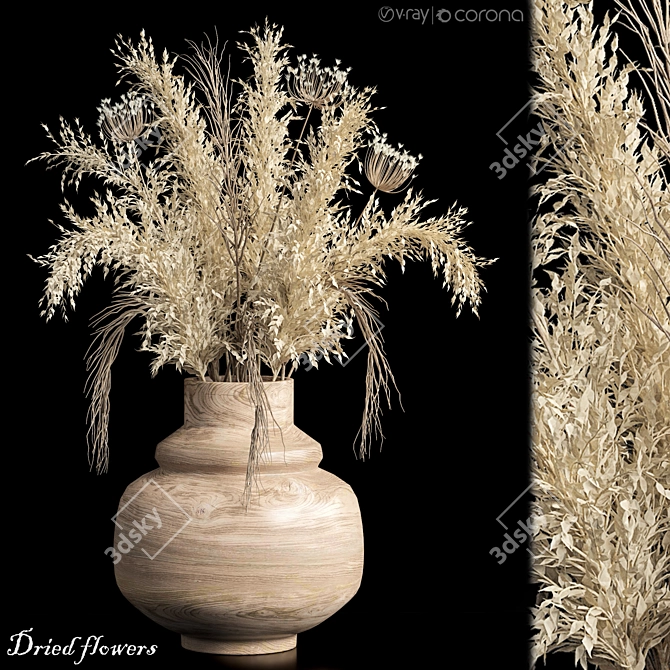 Vintage Dried Floral Decor 3D model image 1