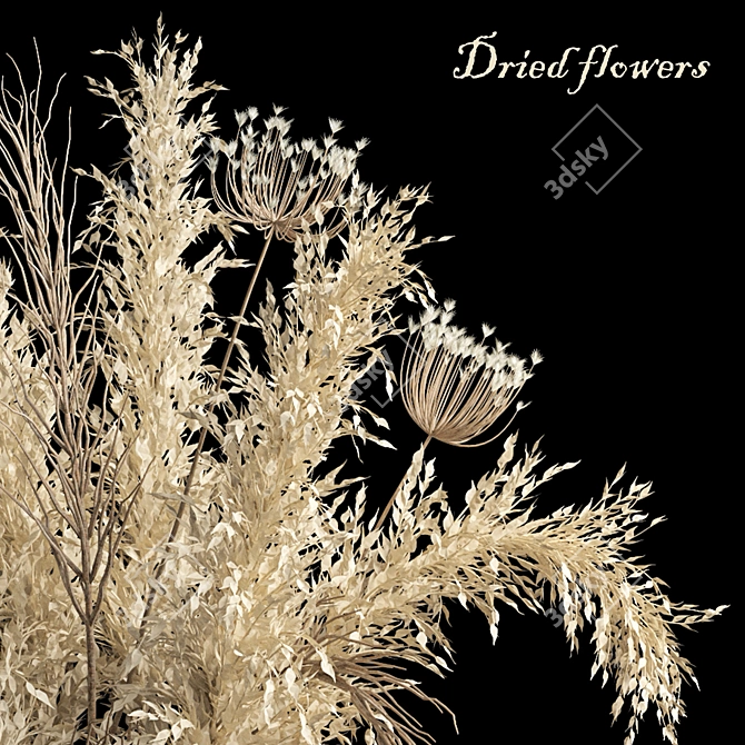 Vintage Dried Floral Decor 3D model image 3