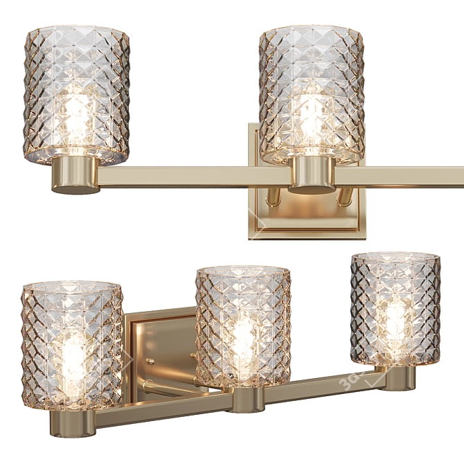 Elegant Gold Glass 3-Light Bath Fixture 3D model image 1