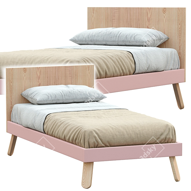 Modern NUK Single Bed 2: Sleek Design for Restful Nights 3D model image 2